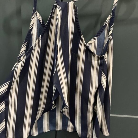 Navy Blue Striped Crop Tank Top - Picture 6 of 9